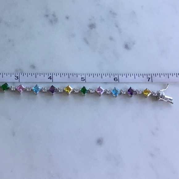 Sterling Silver 7” Multi Color CZ Bracelet - Picture 17 of 17
